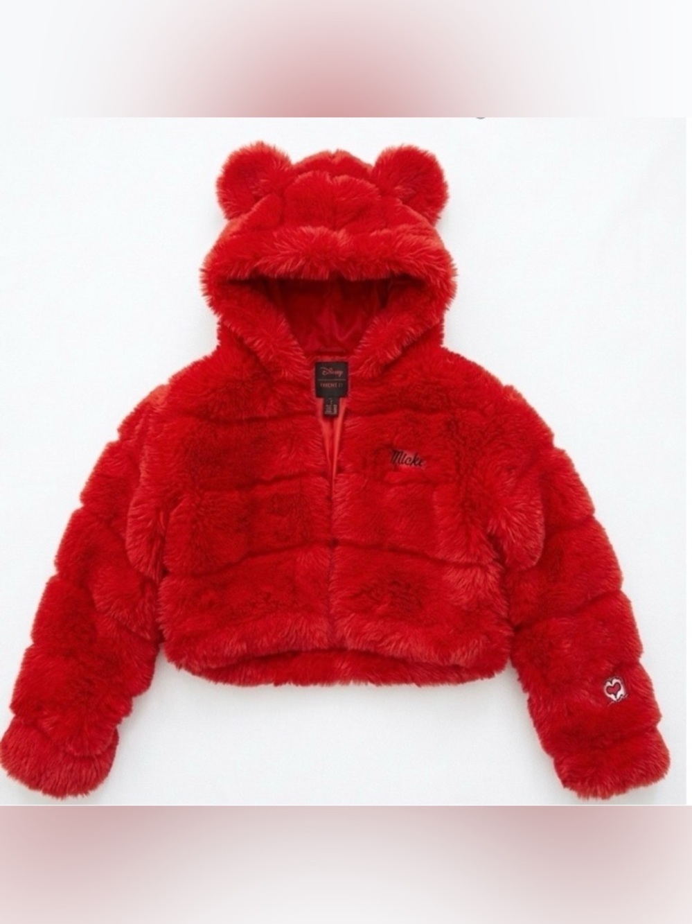 Disney Mickey Mouse Red X Forever 21  Faux Fur Hooded Jacket